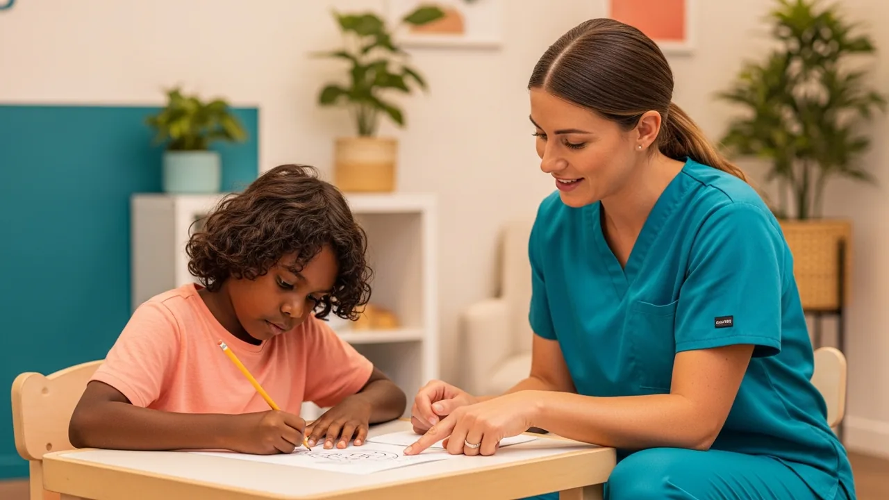 Fictional paediatric occupational therapy clinic scene for Across ACT